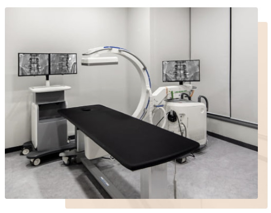 C-arm fluoroscopy room for image-guided injections