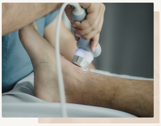 Shockwave therapy treatment on an ankle