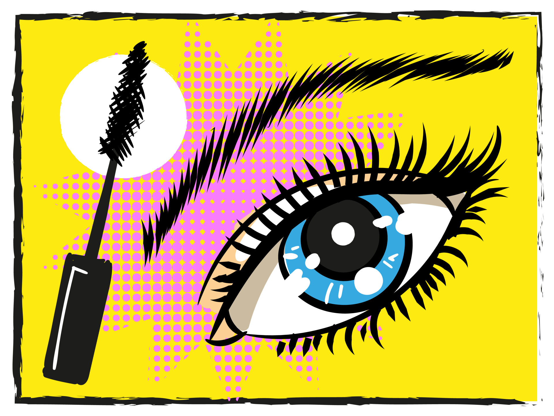 Auge mit Augenbrauenbürste Comic Grafik