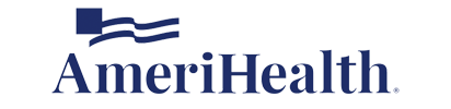 A logo for amerihealth with a flag on it
