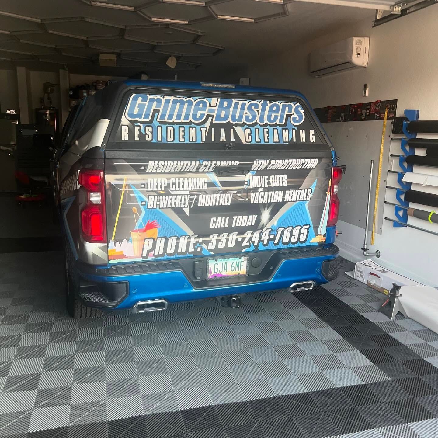 A blue truck with 