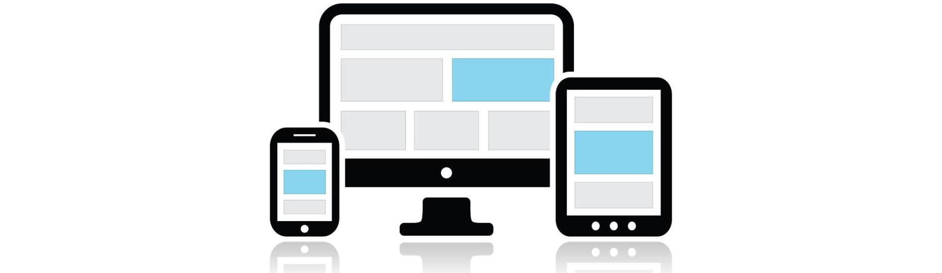 A computer , cell phone and tablet are shown on a white background.