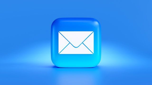Blue square icon with a white email envelope symbol.