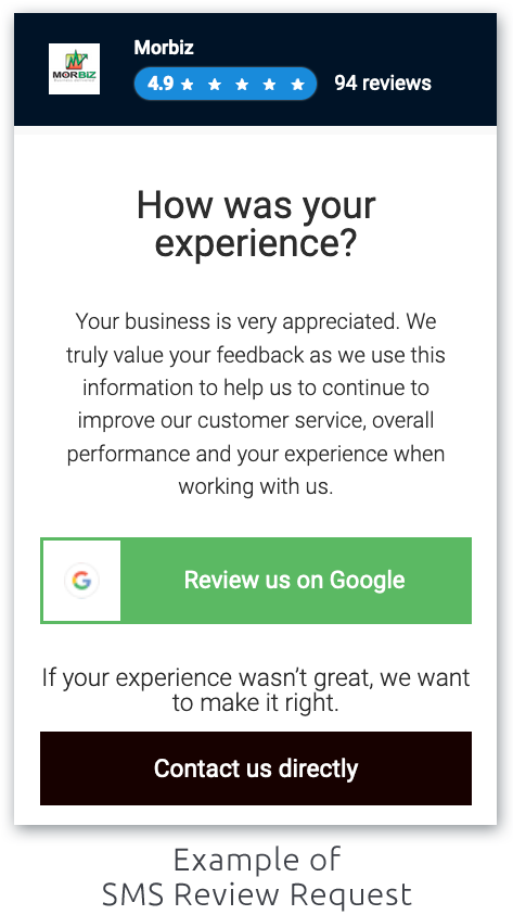 A screenshot of a website that says `` how was your experience ? ''