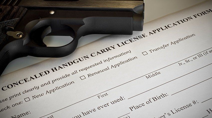 A handgun on an application for a conceal carry license