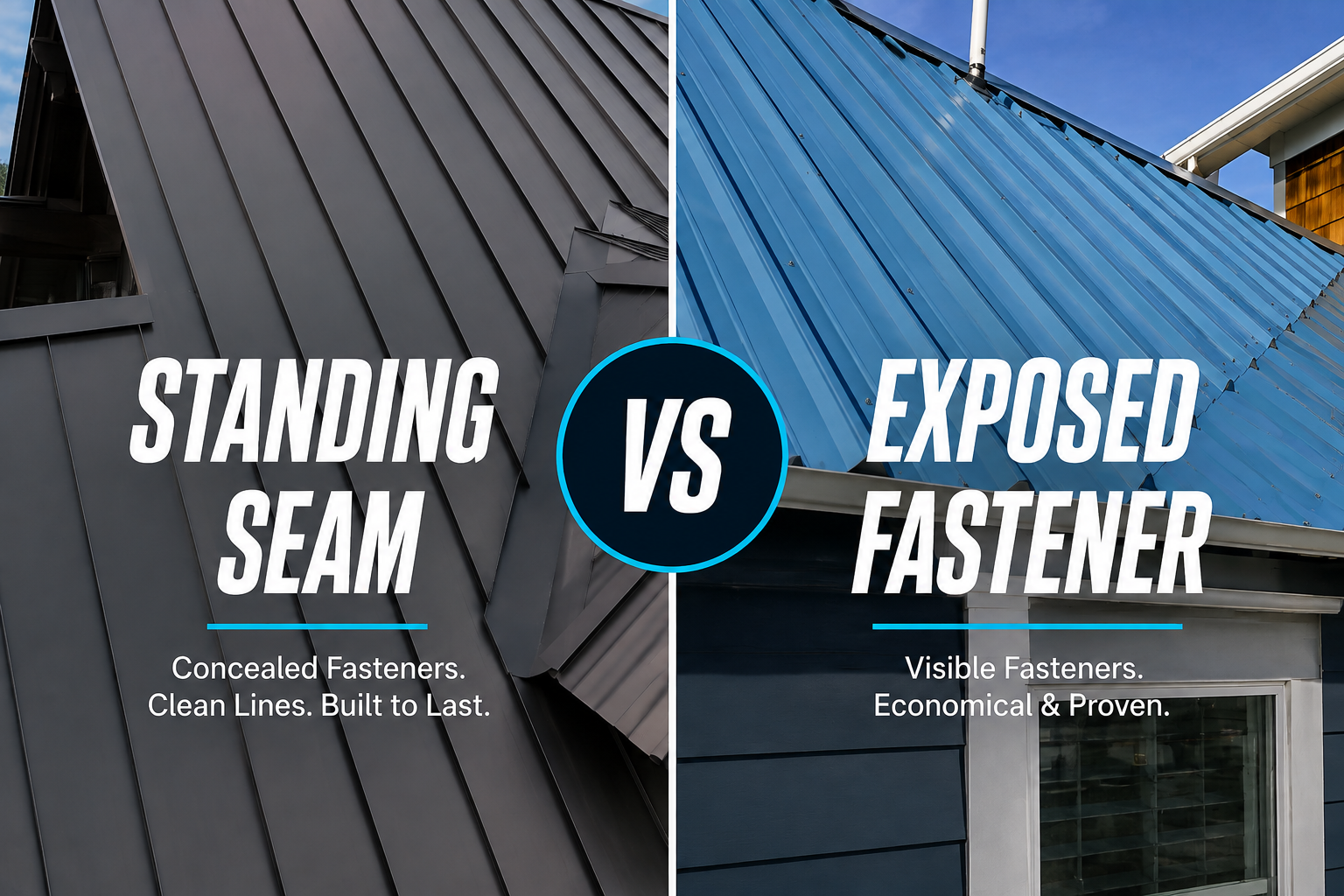 Standing Seam vs. Exposed Fastener Metal Roofing | Which Is Best?
