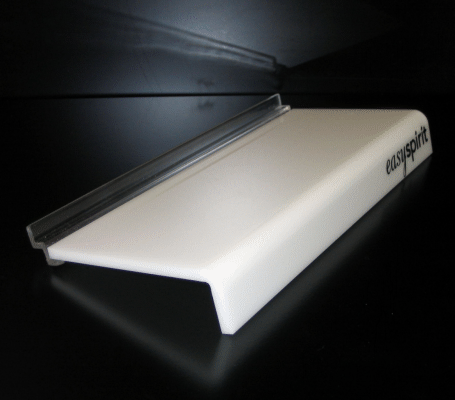 white slatwall shoe shelf