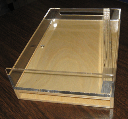 tray with wooden base