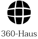 A black and white logo for a company called 360-haus