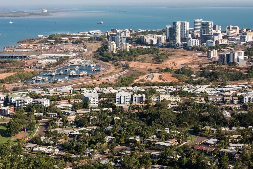 Aerial View of Darwin, Australia, with Buildings, Marina, and Ocean in the Background — Nightcliff Plumbing & Gas In Stuart Park, NT