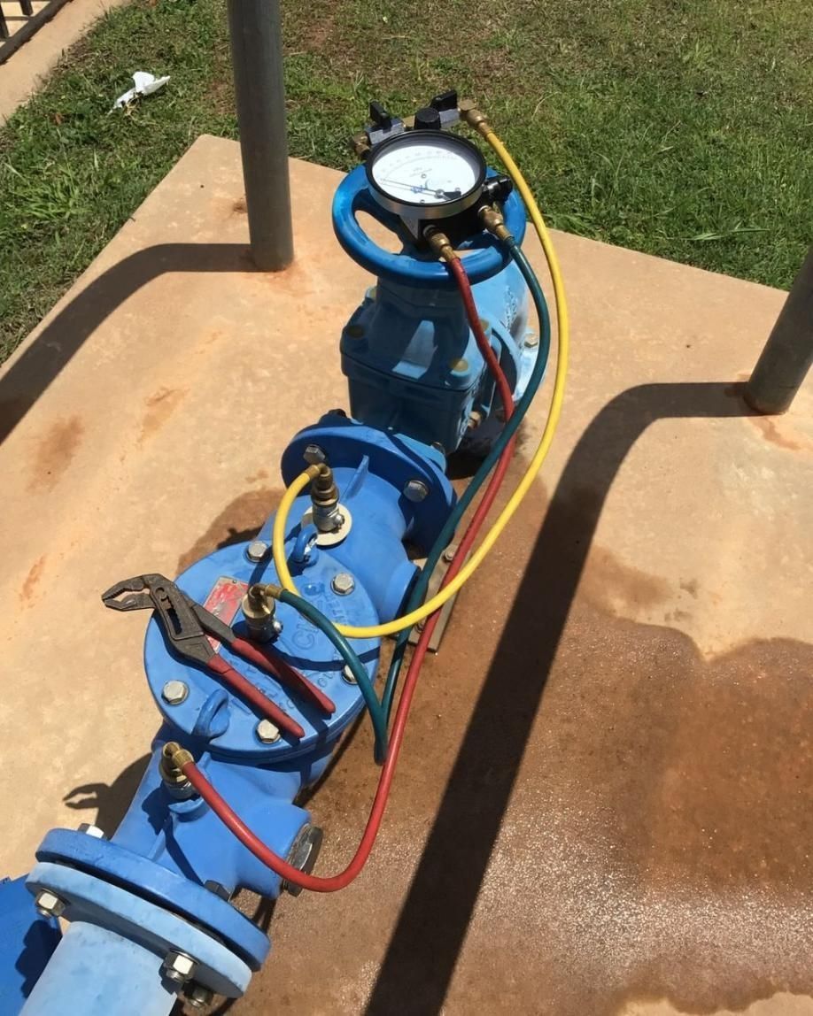 A Blue Pipe With a Gauge Attached to It — Nightcliff Plumbing & Gas In Fannie Bay, NT