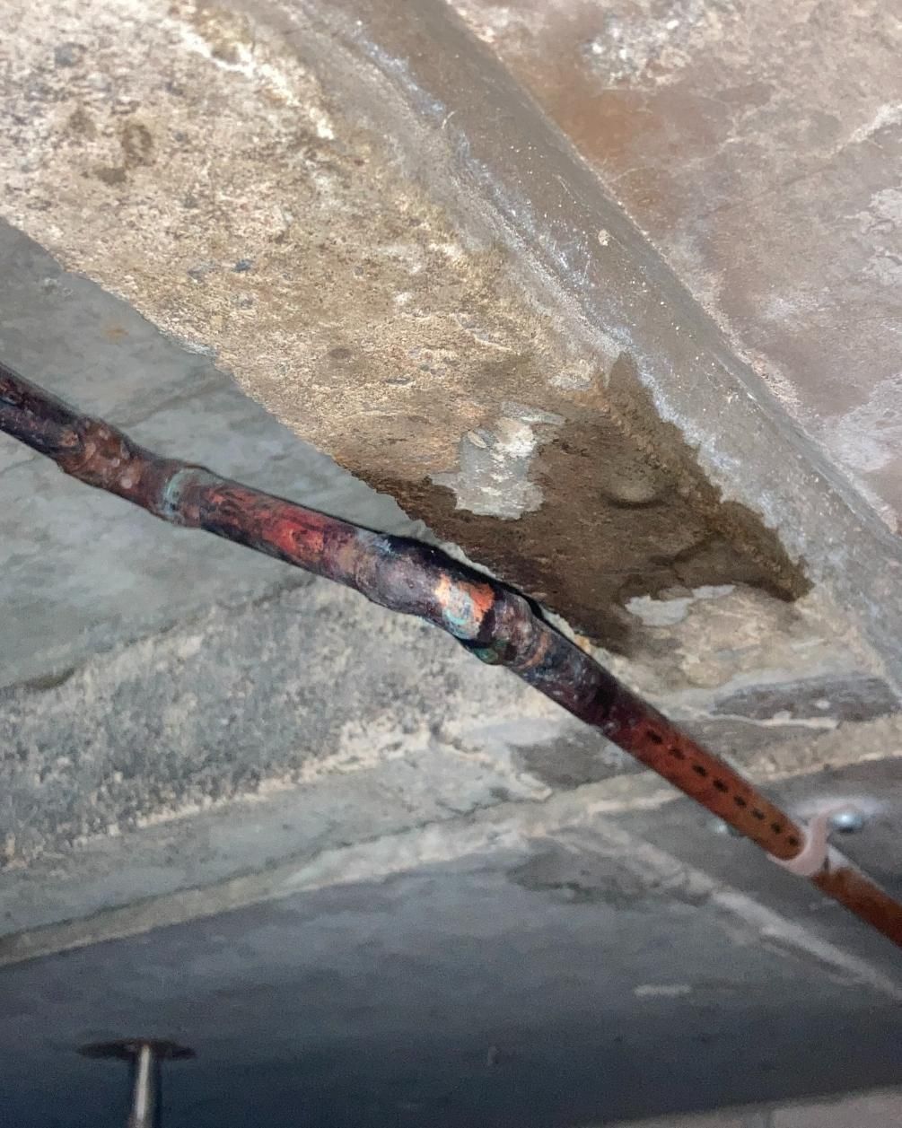 A Close Up of a Rusty Pipe on a Concrete Wall — Nightcliff Plumbing & Gas In Coconut Grove, NT