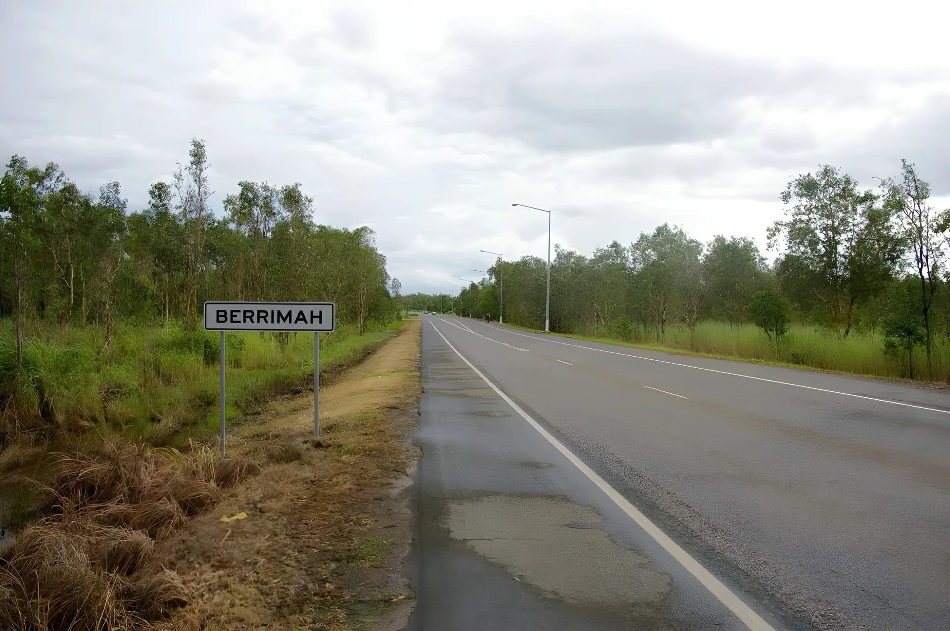 A Sign on the Side of a Road Says Berrimah — Nightcliff Plumbing & Gas In Berrimah, NT
