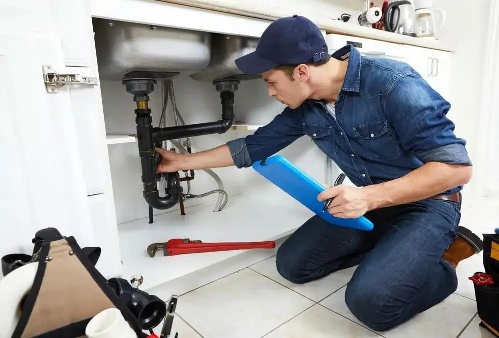 A Brick Floor With a Hammer and a Grinder on It — Nightcliff Plumbing & Gas In Coconut Grove, NT