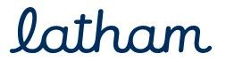 Latham logo in blue cursive text on a white background