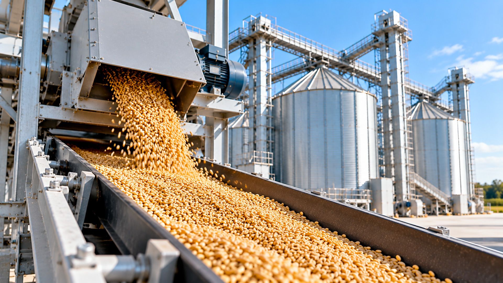Batteria di elevatori a tazze industriali e passerelle di trasporto cereali Officine Ravaro