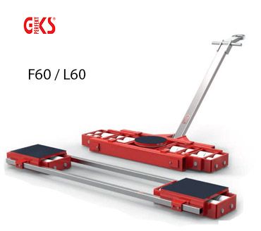 Set di attrezzi idraulici di soccorso rossi e argento, etichettati F60/L60, con due barre di sollevamento su sfondo bianco.