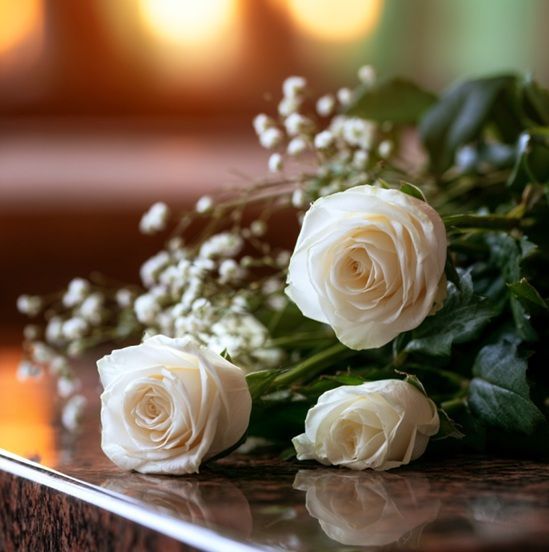 White roses symbolize remembrance during cremation services in Milton-Freewater, OR.
