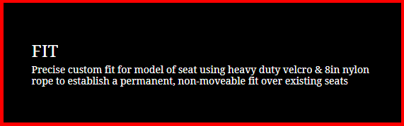 Black slide with red border and white text about FIT and a custom fit model for savaging heavy denim jeans.