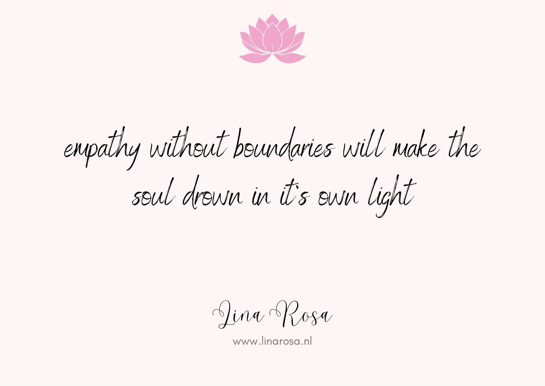 An inspirational quote on a light pink background: 