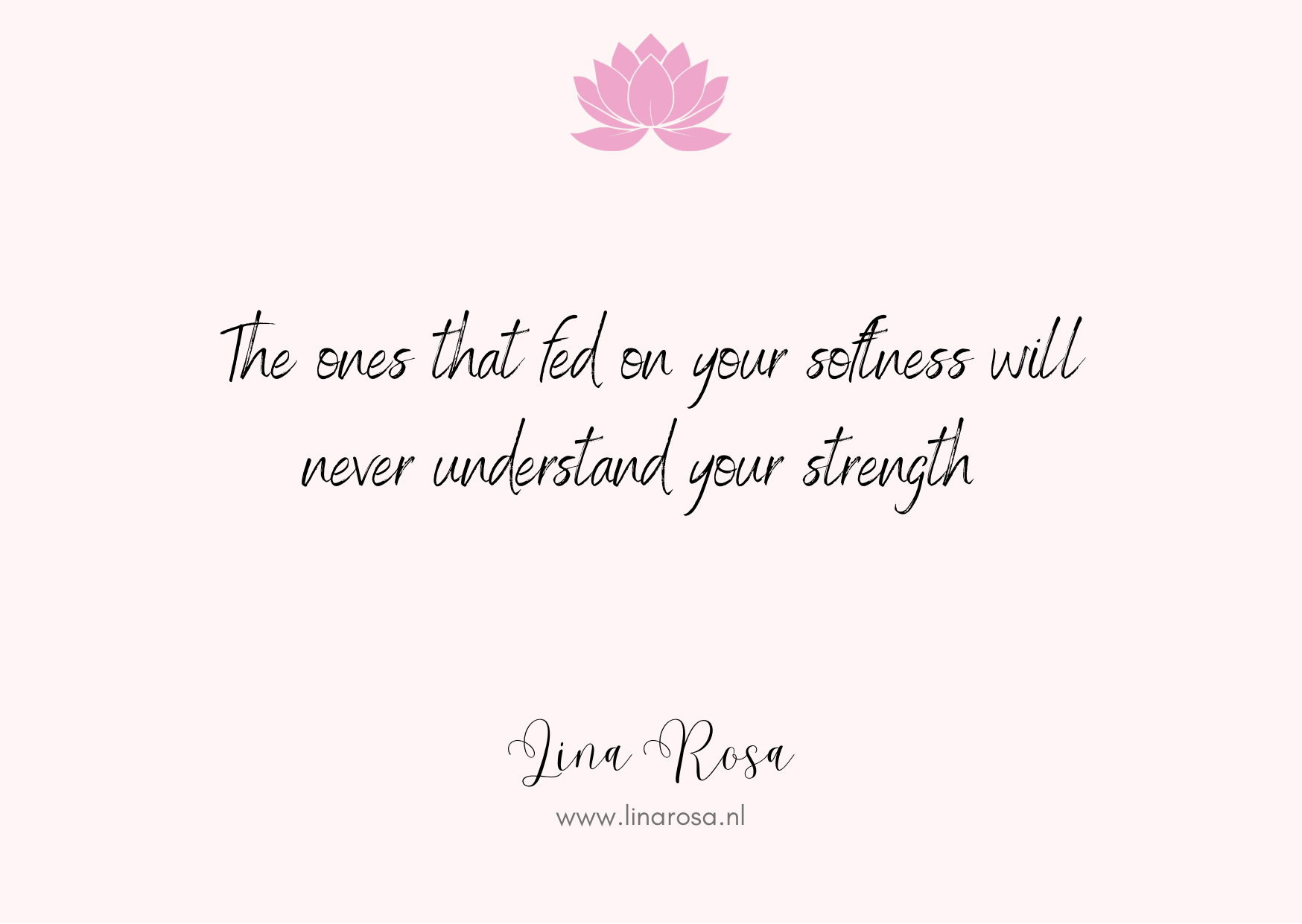 A pink graphic with a lotus flower and the quote, 