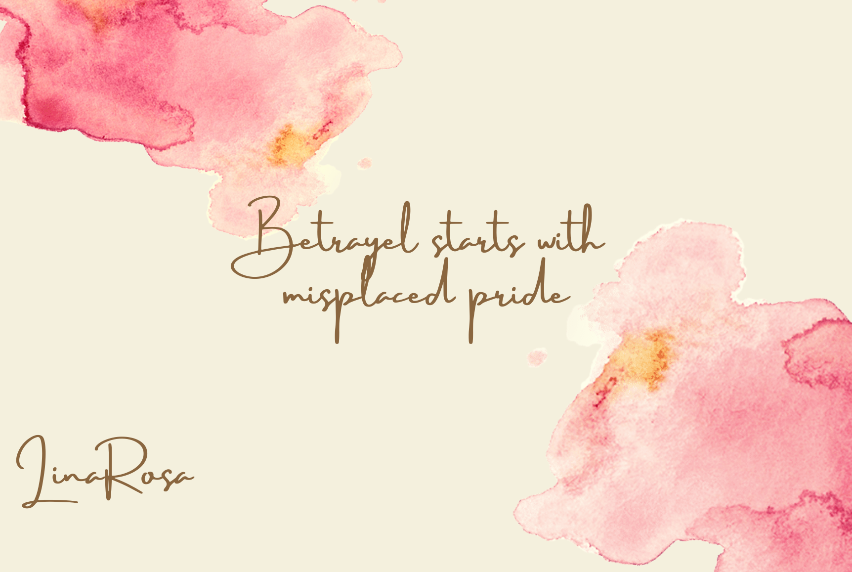 A watercolor background with pink floral splashes, the text 