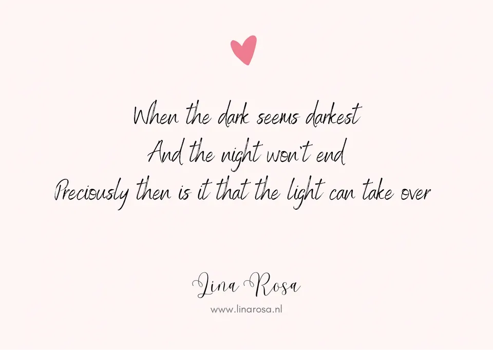 A pink background with a small heart icon above the text: 