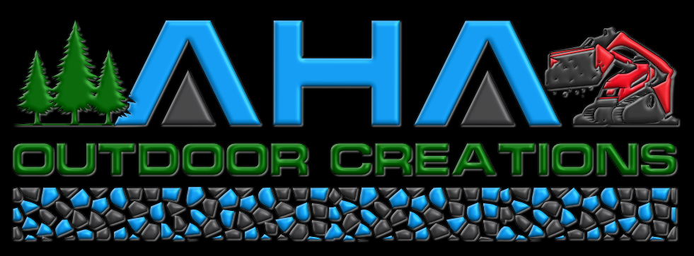 A logo for a company called aha outdoor creations