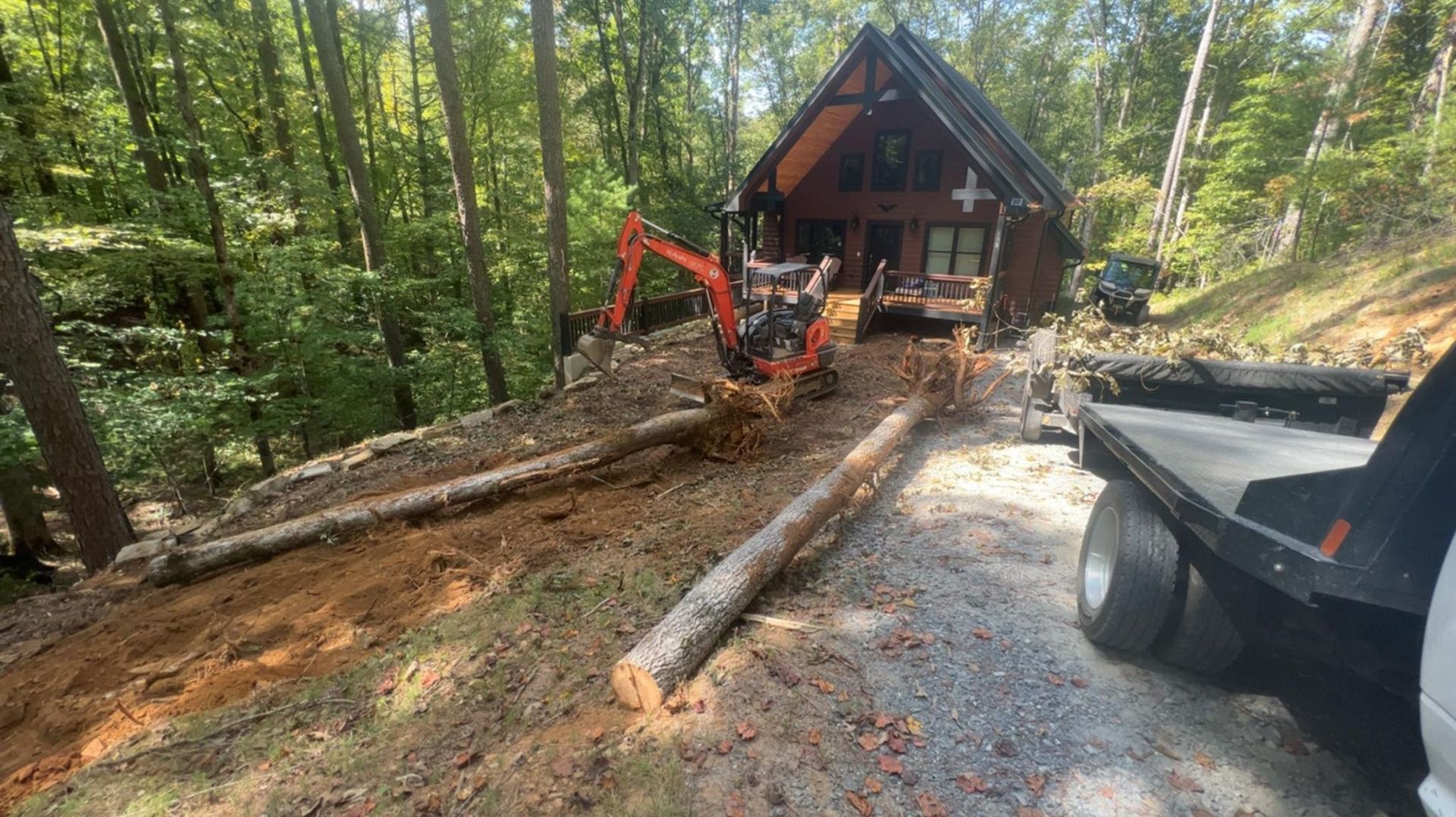 Clearing work in front of cabin