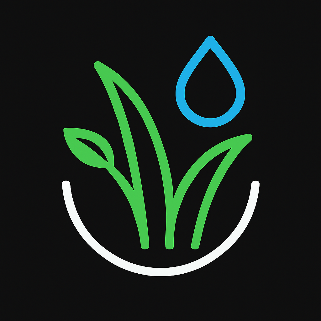 A plant with leaves and a drop of water on a black background.