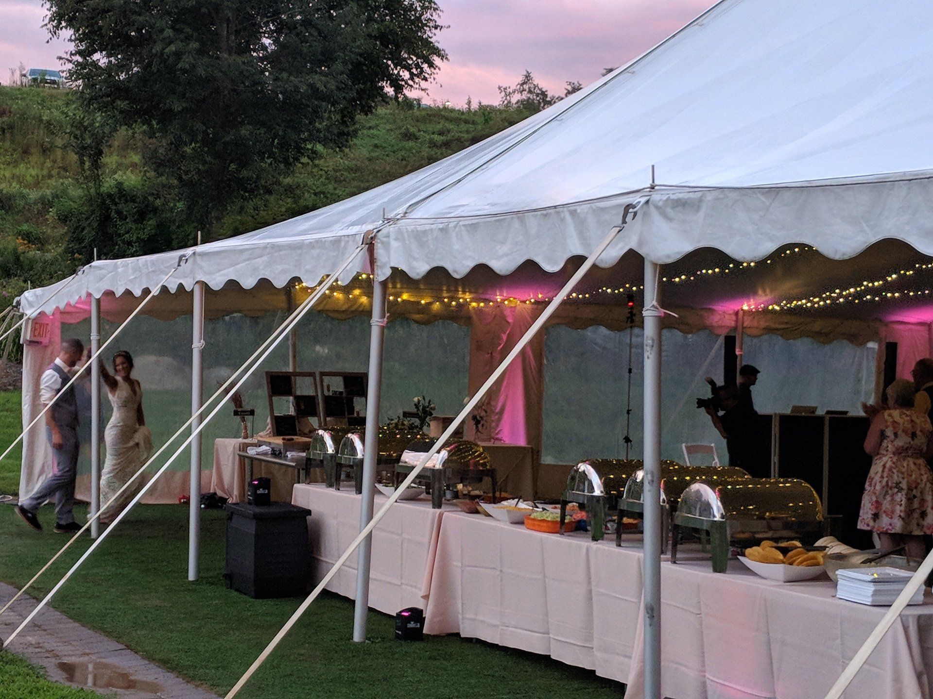 Wedding Tent & Buffet-Style Dining Setup at Local Event Venue