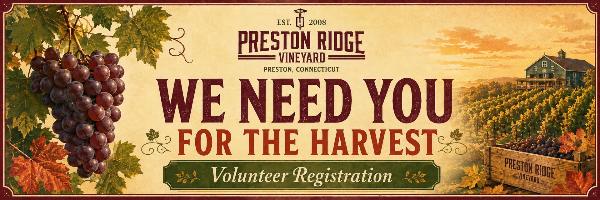 We Need you for the Baco Noir Harvest