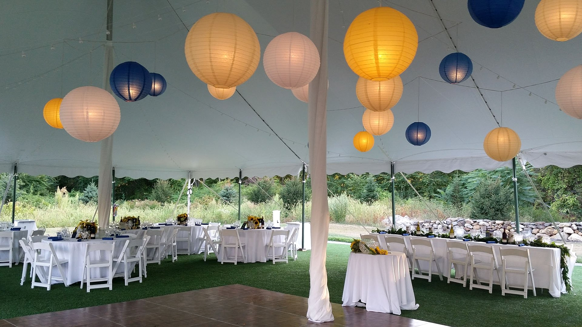 Tables & Lanterns at Vineyard Wedding Venue