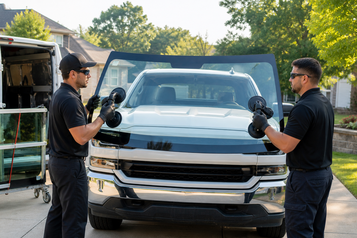 Team Installing new windshield in Dublin, OH