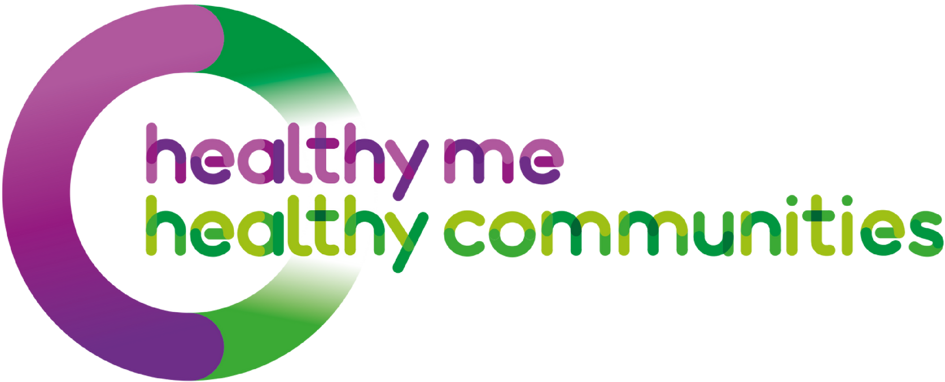 The logo for healthy me healthy communities is purple and green.