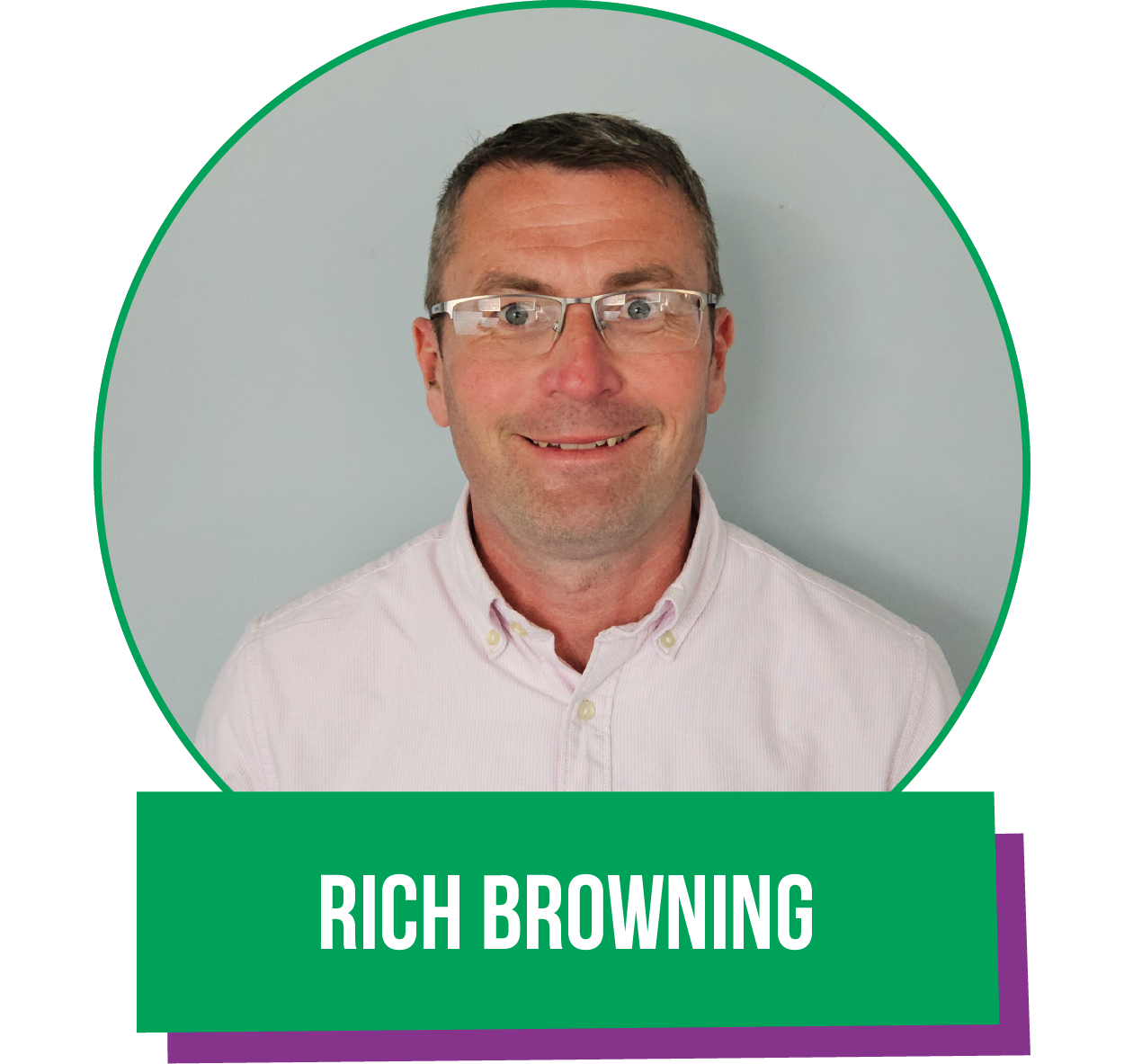 A picture of a man with glasses and the name rich browning