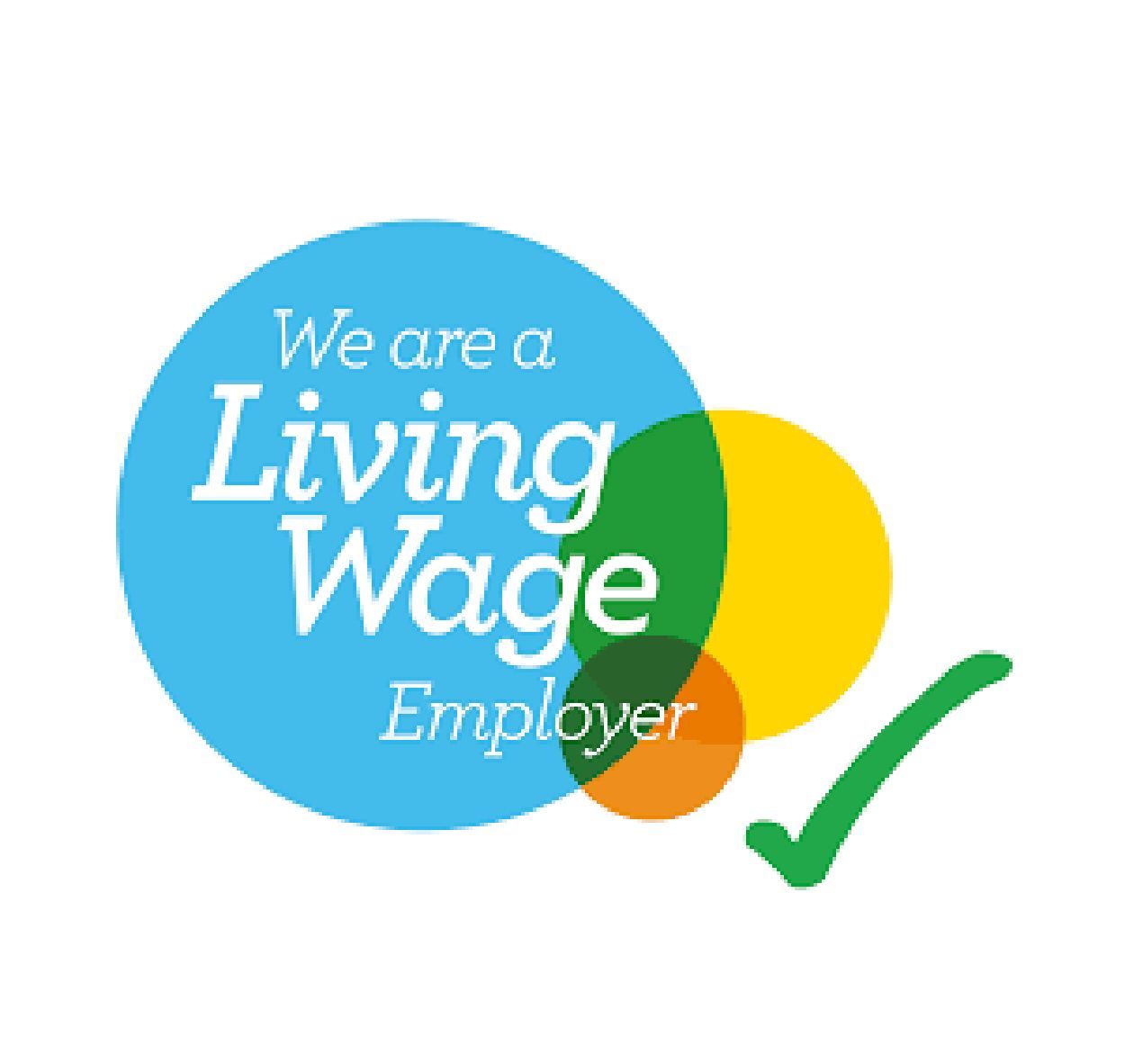 A logo that says we are a living wage employer