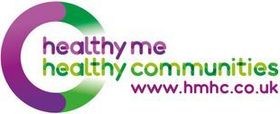 The logo for healthy me healthy communities is purple and green