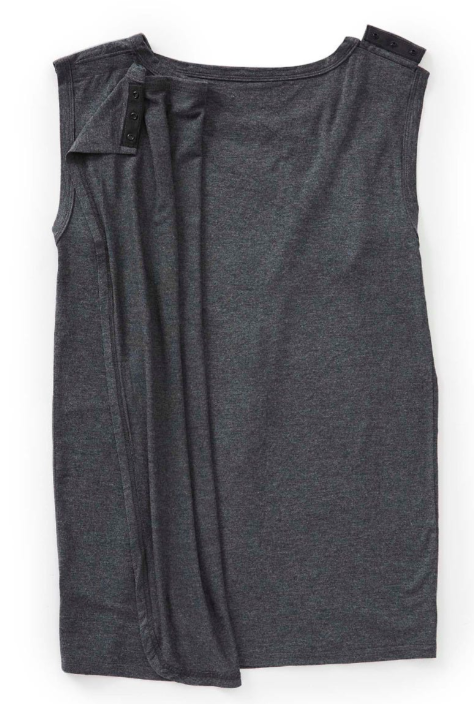 Black sleeveless T-shirt with white “Every Spartan” text and speckled pattern