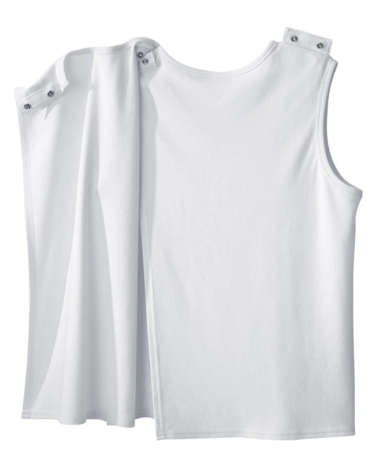 White sleeveless shirt with “Every Spartan” text and a green-and-white heart graphic