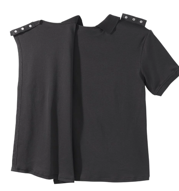 Black short-sleeve polo shirt with 