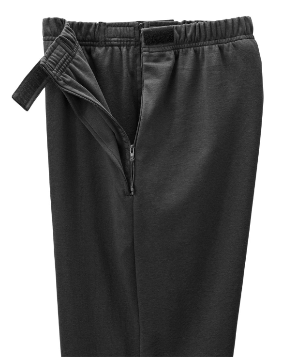 Black sweatpants with white “EVERY SPARTAN” text and helmet logo on the left thigh.