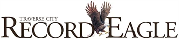Traverse City Record-Eagle logo with eagle illustration and maroon text