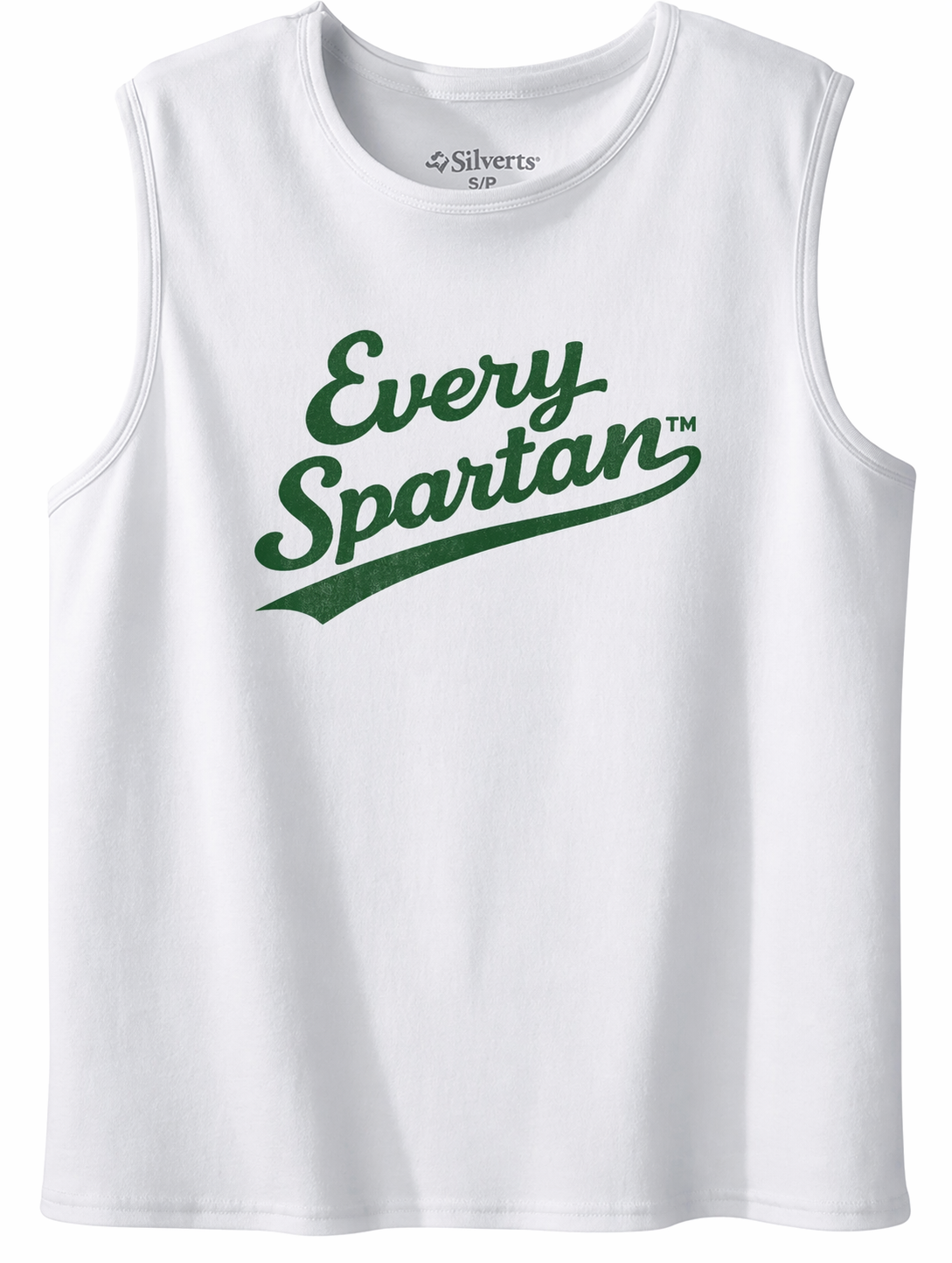 White sleeveless shirt with green 