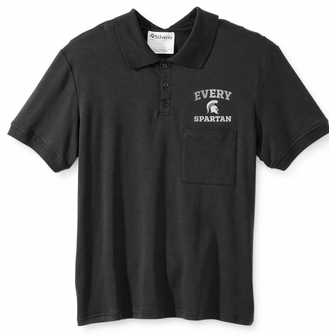 Black short-sleeve polo shirt with 