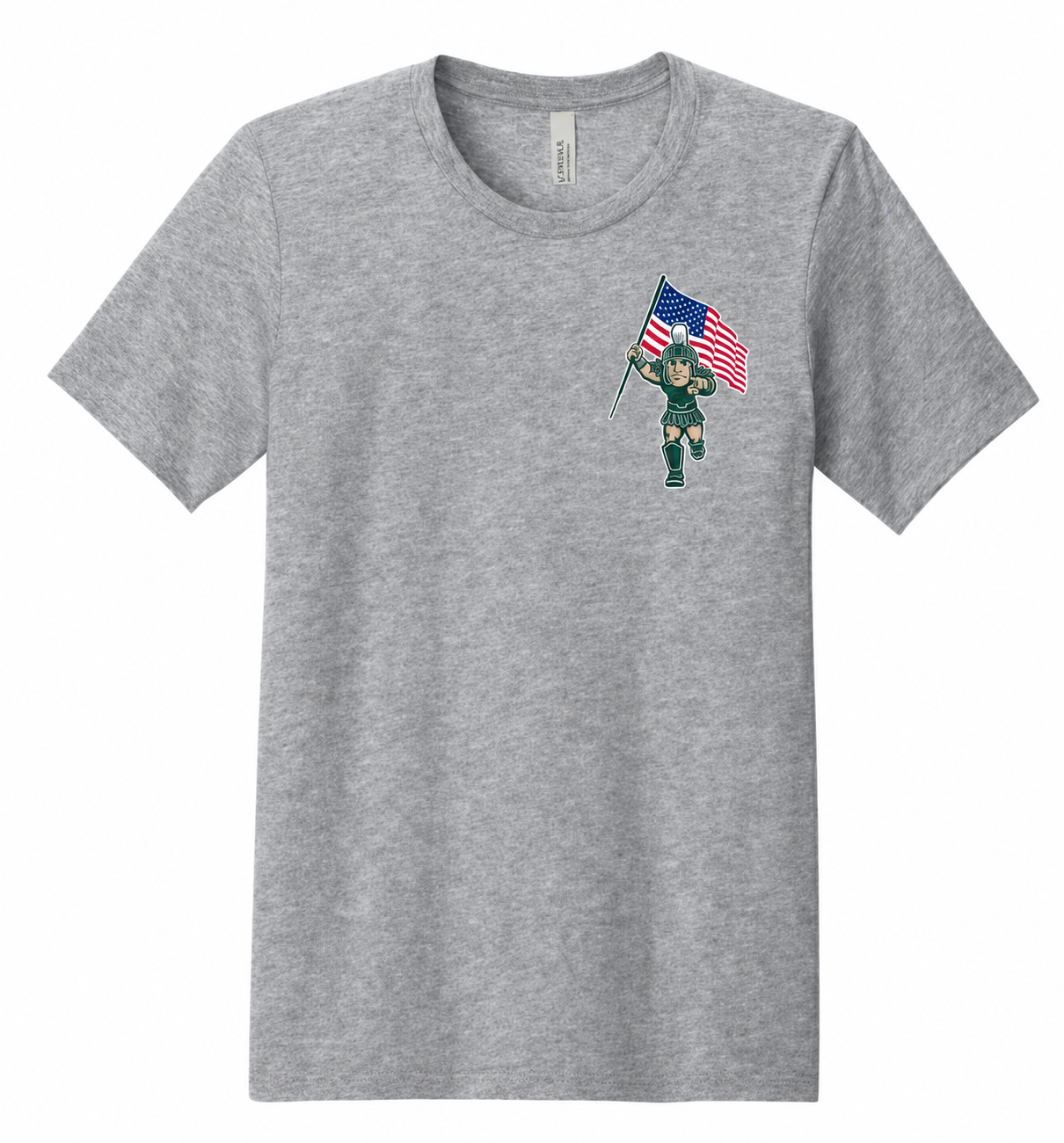Gray T-shirt with “250 Years Freedom Tradition” and USA/MSU patriotic graphic