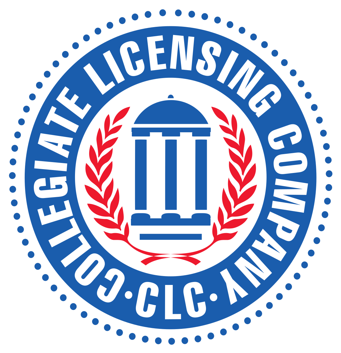 Blue and white Collegiate Licensing Company (CLC) logo with red accents.