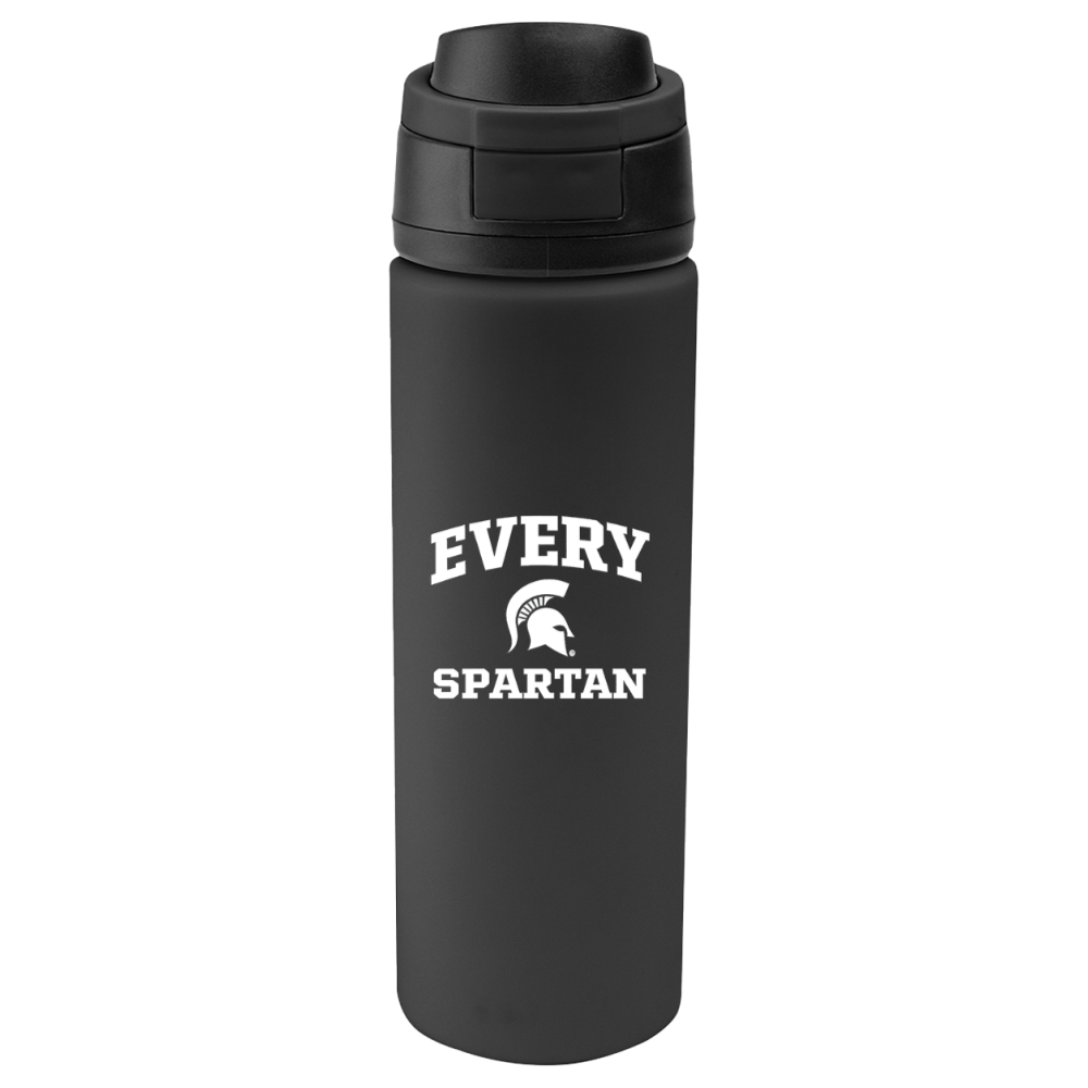 Black insulated bottle with “EVERY SPARTAN” logo on the front
