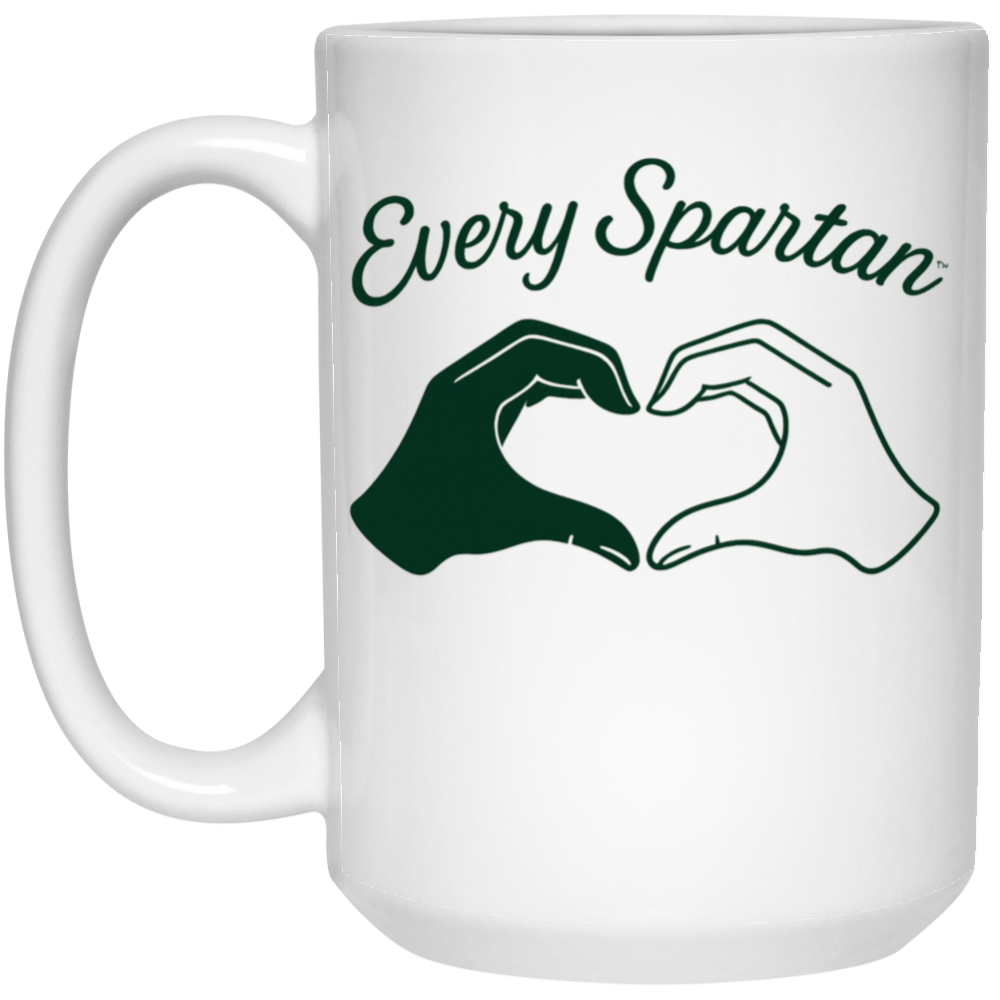 White mug with green 