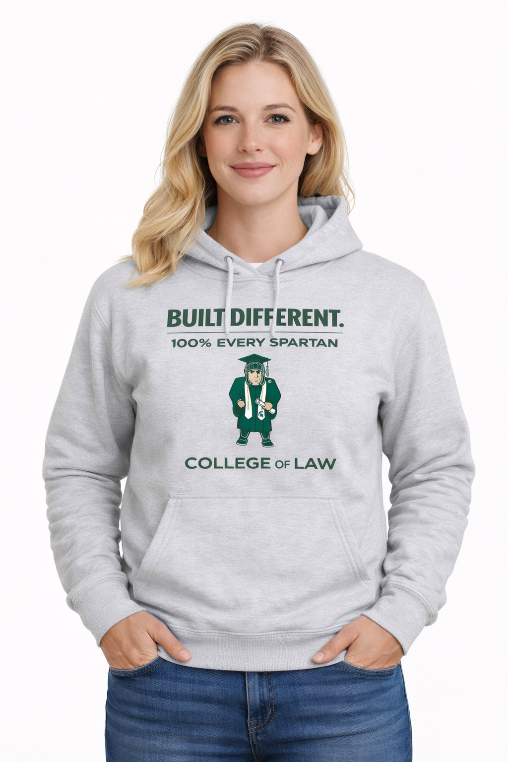 A gray hoodie with 